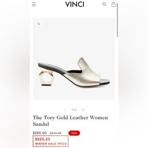 VINCI The Tory Gold Leather Heels- Size 39